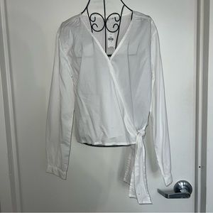 Gap NWT White Crossover Blouse Long Sleeve White